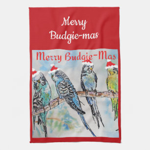Linge De Cuisine Budgie Budgétaire Noël Joyeux Budgie-mas