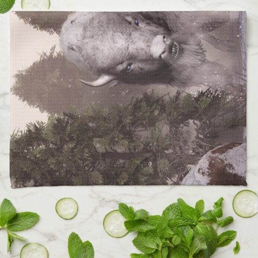 Linge De Cuisine Buffalo blanc (Plié)