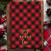 Linge De Cuisine Buffalo Plaid Joie Paix Amour Monogramme Noël
