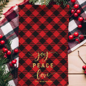 Linge De Cuisine Buffalo Plaid Joie Paix Amour Monogramme Noël