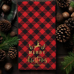 Linge De Cuisine Buffalo Plaid Joyeux Noël Monogramme Noël<br><div class="desc">Buffalo Plaid Joyeux Monogramme de Noël Décor de Noël serviette à main</div>