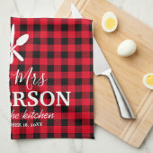 Linge De Cuisine Buffalo Plaid Mariage Nom du couple (Quart Plié)