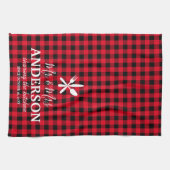 Linge De Cuisine Buffalo Plaid Mariage Nom du couple (Horizontal)