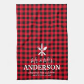 Linge De Cuisine Buffalo Plaid Mariage Nom du couple (Vertical)