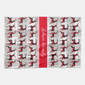 Linge De Cuisine Buffalo Plaid Reindees sur le Buffalo Gris Plaid (Horizontal)