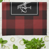 Linge De Cuisine Buffalo rouge abattu | Initiale personnelle | Cade (Plié)