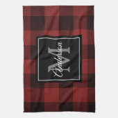 Linge De Cuisine Buffalo rouge abattu | Initiale personnelle | Cade (Vertical)