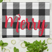 Linge De Cuisine Buffle noir et blanc de Noël plaqué (Plié)