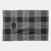 Linge De Cuisine Buffle noir et blanc plaid monogrammé (Horizontal)