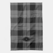Linge De Cuisine Buffle noir et blanc plaid monogrammé (Vertical)