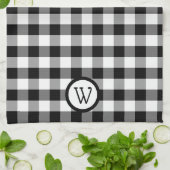 Linge De Cuisine Buffle noir et blanc plaqué avec Monogramme (Plié)