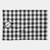 Linge De Cuisine Buffle noir et blanc plaqué avec Monogramme (Horizontal)