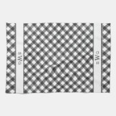 Linge De Cuisine Buffle noir et blanc plaqué trois monogrammes init (Horizontal)