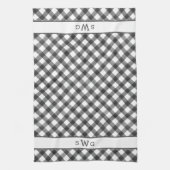 Linge De Cuisine Buffle noir et blanc plaqué trois monogrammes init (Vertical)