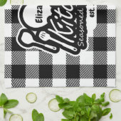 Linge De Cuisine Buffle noir et blanc uni Cuisine personnalisée Nom (Plié)