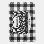 Linge De Cuisine Buffle noir et blanc uni Cuisine personnalisée Nom (Vertical)