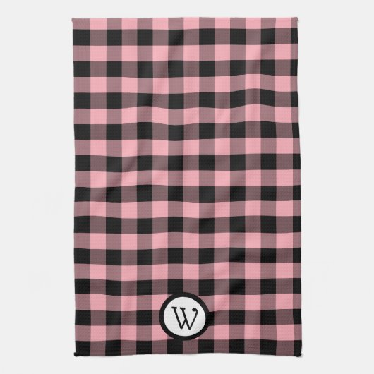 Linge De Cuisine Buffle noir et rose classique plaqué avec Monogram (Vertical)