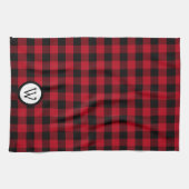 Linge De Cuisine Buffle noir et rouge classique plaqué avec Monogra (Horizontal)