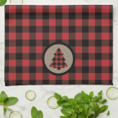 Linge De Cuisine Buffle noir rouge Plaid Christmas Tree (Plié)