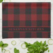 Linge De Cuisine Buffle rouge rustique plaid hiver (Plié)