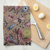 Linge De Cuisine Bugs de Doodle sur mocha brown (Quart Plié)