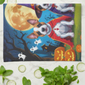 Linge De Cuisine Bull Terrier Chiens Citrouille Halloween Funny (Plié)