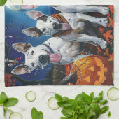 Linge De Cuisine Bull Terrier Halloween Éffrayant (Plié)
