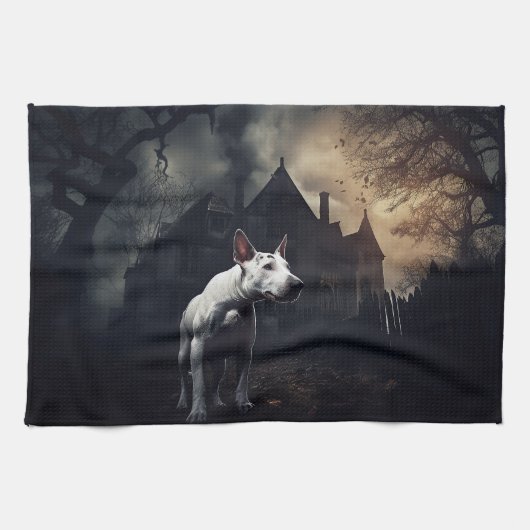 Linge De Cuisine Bull Terrier Halloween Épouvantable (Horizontal)