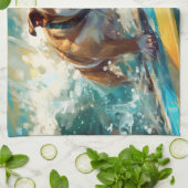 Linge De Cuisine Bulldog Beach Surf Peinture (Plié)