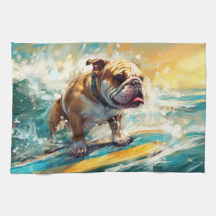 Linge De Cuisine Bulldog Beach Surf Peinture