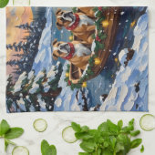 Linge De Cuisine Bulldog Christmas Boat Holiday (Plié)