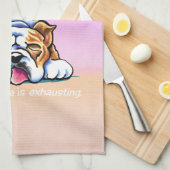 Linge De Cuisine Bulldog étant adorable rose off-Leash Art™ (Quart Plié)