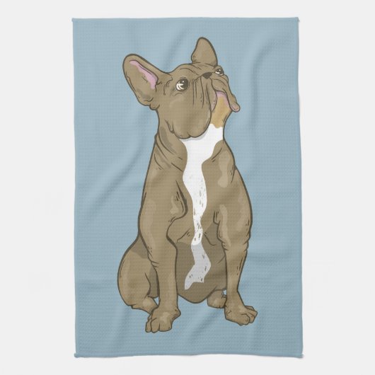 Linge De Cuisine bulldog français Brown et blanc (Vertical)