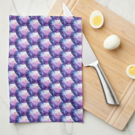 Linge De Cuisine Bulles aux teintes de pourpre (Quart Plié)