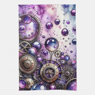 Linge De Cuisine Bulles et engrenages Steampunk à l'aquarelle
