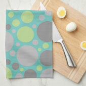 Linge De Cuisine Bulles vertes et grises modernes (Quart Plié)