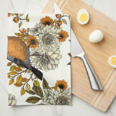 Linge De Cuisine Bullfinch on autumn floral 2 (Quart Plié)