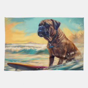 Linge De Cuisine Bullmastiff Beach Surfing Peinture
