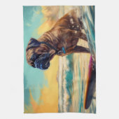 Linge De Cuisine Bullmastiff Beach Surfing Peinture (Vertical)