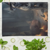 Linge De Cuisine Bullmastiff Citrouilles Halloween effrayant (Plié)