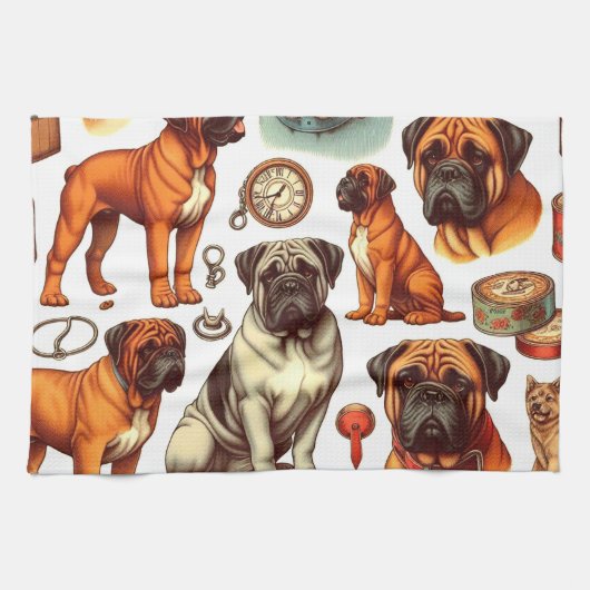 Linge De Cuisine Bullmastiff rétro (Horizontal)