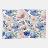 Linge De Cuisine Bunch de fleurs rose et bleu classique (Horizontal)