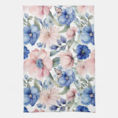 Linge De Cuisine Bunch de fleurs rose et bleu classique (Vertical)