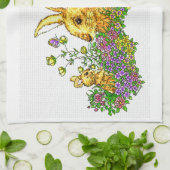 Linge De Cuisine Bunnies Springtime dans un champ de fleurs (Plié)