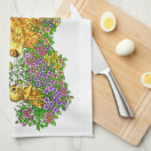 Linge De Cuisine Bunnies Springtime dans un champ de fleurs (Quart Plié)