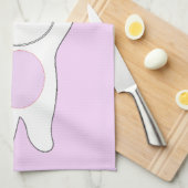 Linge De Cuisine Bunny. Blanc et rose. (Quart Plié)