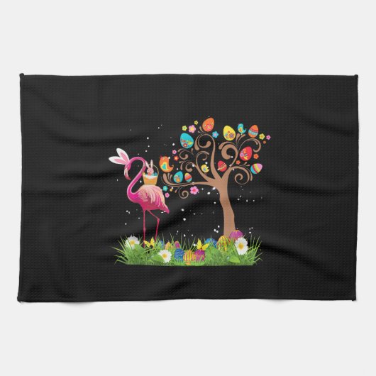 Linge De Cuisine Bunny Flamingo Easter | Cute Flamingo Lovers (Horizontal)