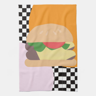 Linge De Cuisine Burger Bold à carreaux rose orange noir