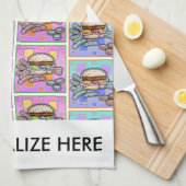 Linge De Cuisine BURGER POP ART (Hamburger) (Quart Plié)