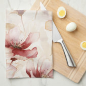 Linge De Cuisine Burgundy Crème Lavande Fleur Mariage (Quart Plié)